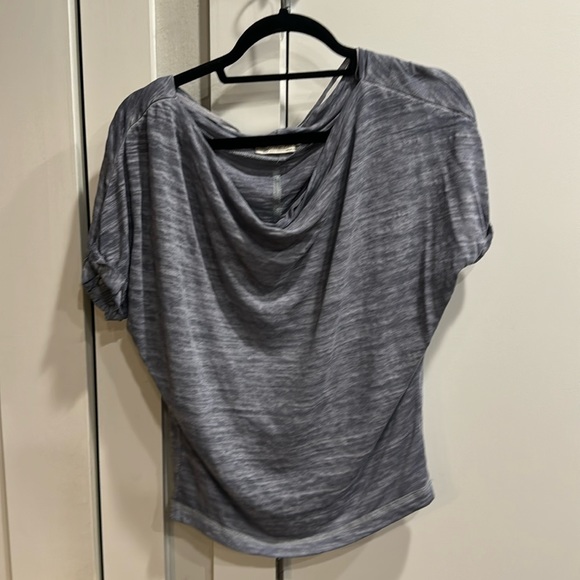 We The Free People Astrid Convertible Neck Oversize T-Shirt Blue Gray Spacedye - Picture 2 of 5